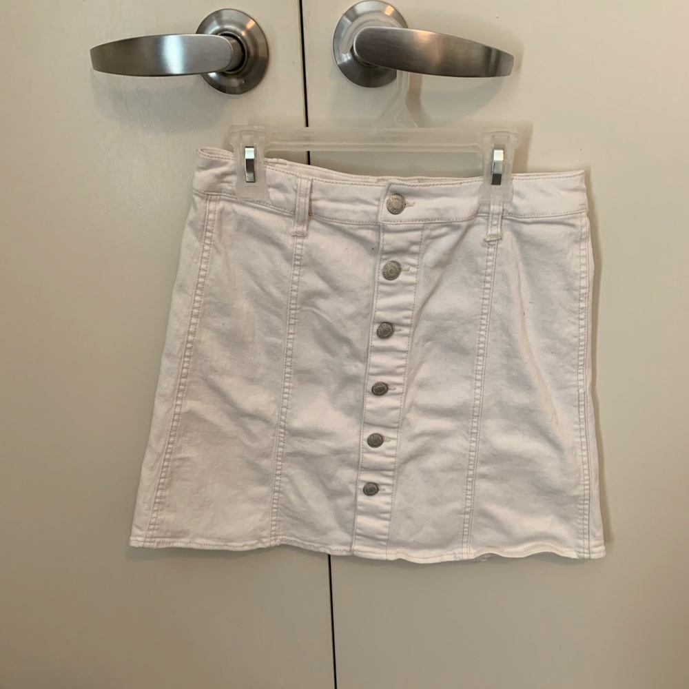 White Denim Button Skirt